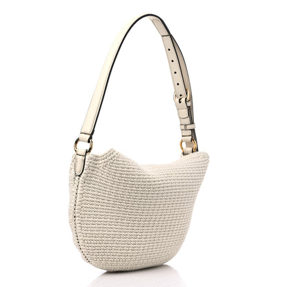 Fendi Fabric Crochet Vitello Grace Small Croissant Hobo Uovo 3 of 13