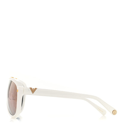 Louis Vuitton Acetate Aviator Serpico Studded Sunglasses Z2358W White 3 of 9