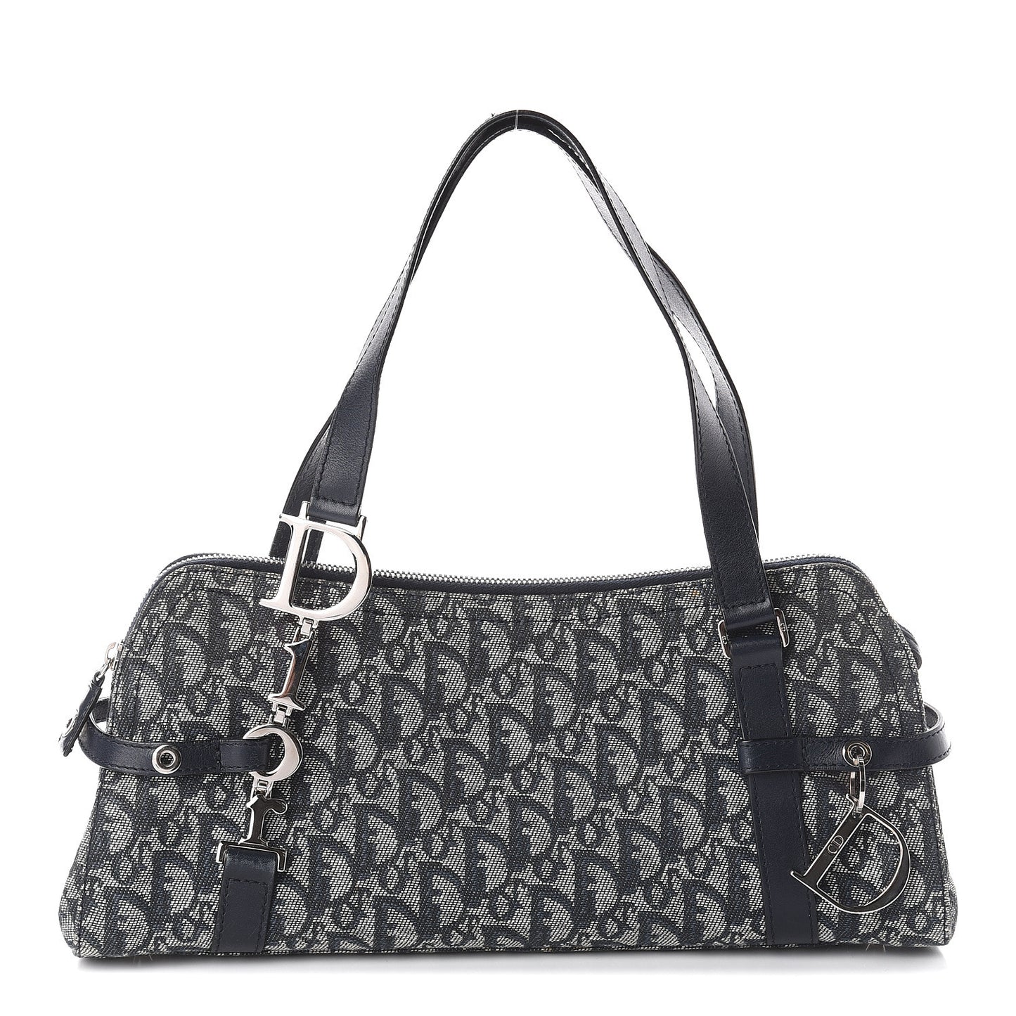Denim Monogram Charms Shoulder Bag Blue