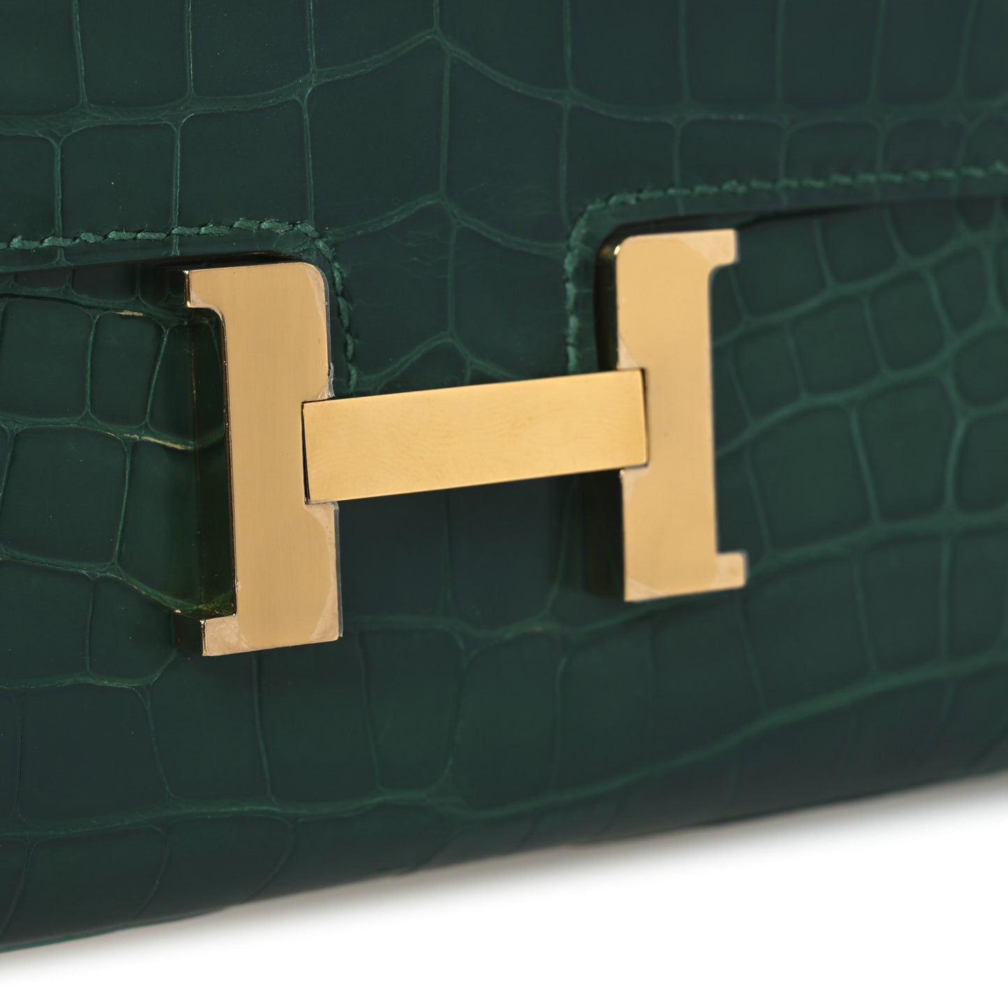 Shiny Alligator Constance Long Wallet Vert Emeraude