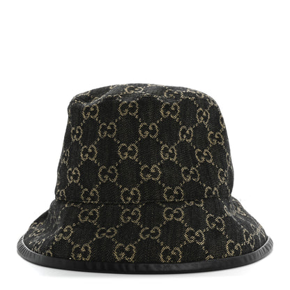 Gucci Jacquard Denim GG Monogram Oscar Bucket Hat M Black Ivory 3 of 9
