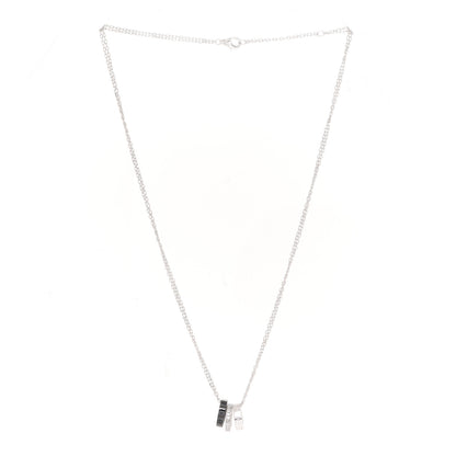 Cartier 18K White Gold Ceramic Diamond Three Ring LOVE Necklace 3 of 6