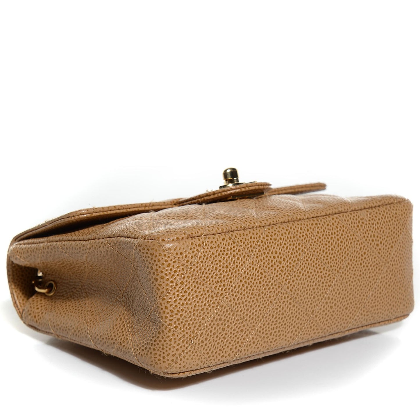 Caviar Quilted Mini Square Flap Beige