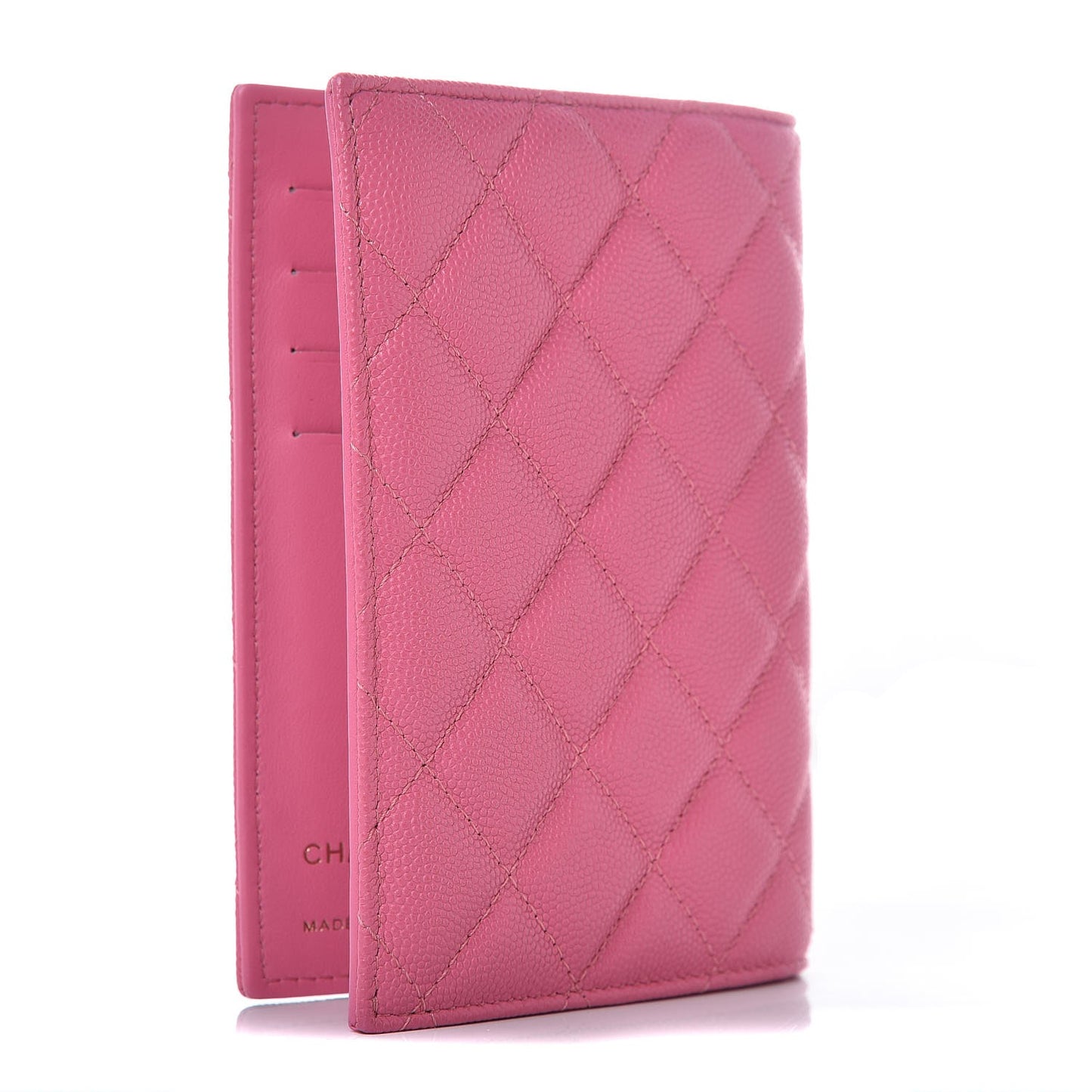 Caviar Quilted Passport Holder Pink
