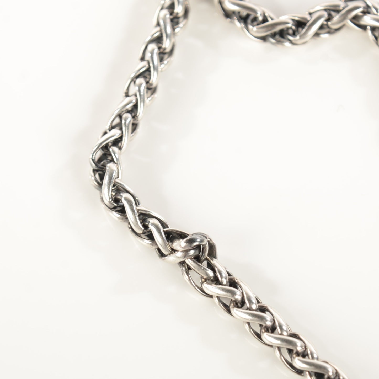 Sterling Silver Pave Diamond Double Wheat Chain Necklace 17mm