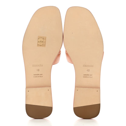 Hermes Box Calfskin Oran Sandals 40 Granit Rose 5 of 9