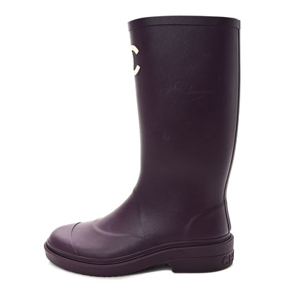Chanel Caoutchouk CC High Boots 37 Dark Purple 1 of 8