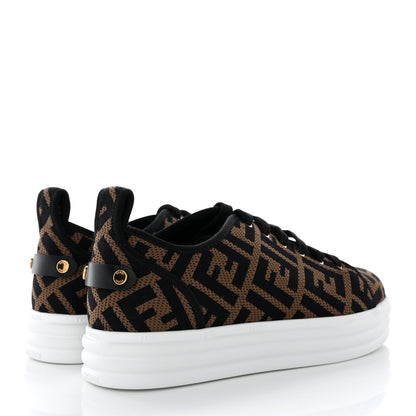 Fendi Fabric FF Micro-Perforated Rise Low Top Sneakers 39 Tobacco Black 4 of 10