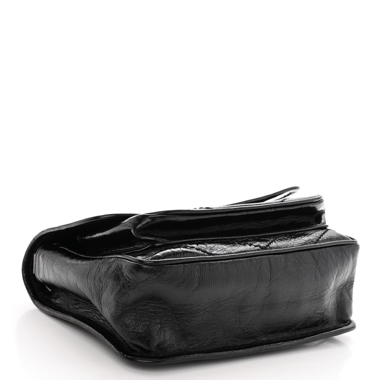 SAINT LAURENT Crinkled Lambskin Matelasse Monogram Baby Niki Chain Satchel Black