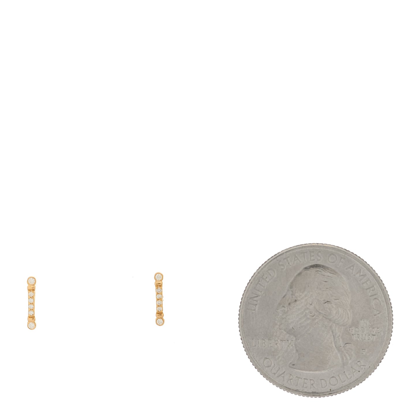 18K Rose Gold Diamond Fleur de Lis Key Bar Earrings