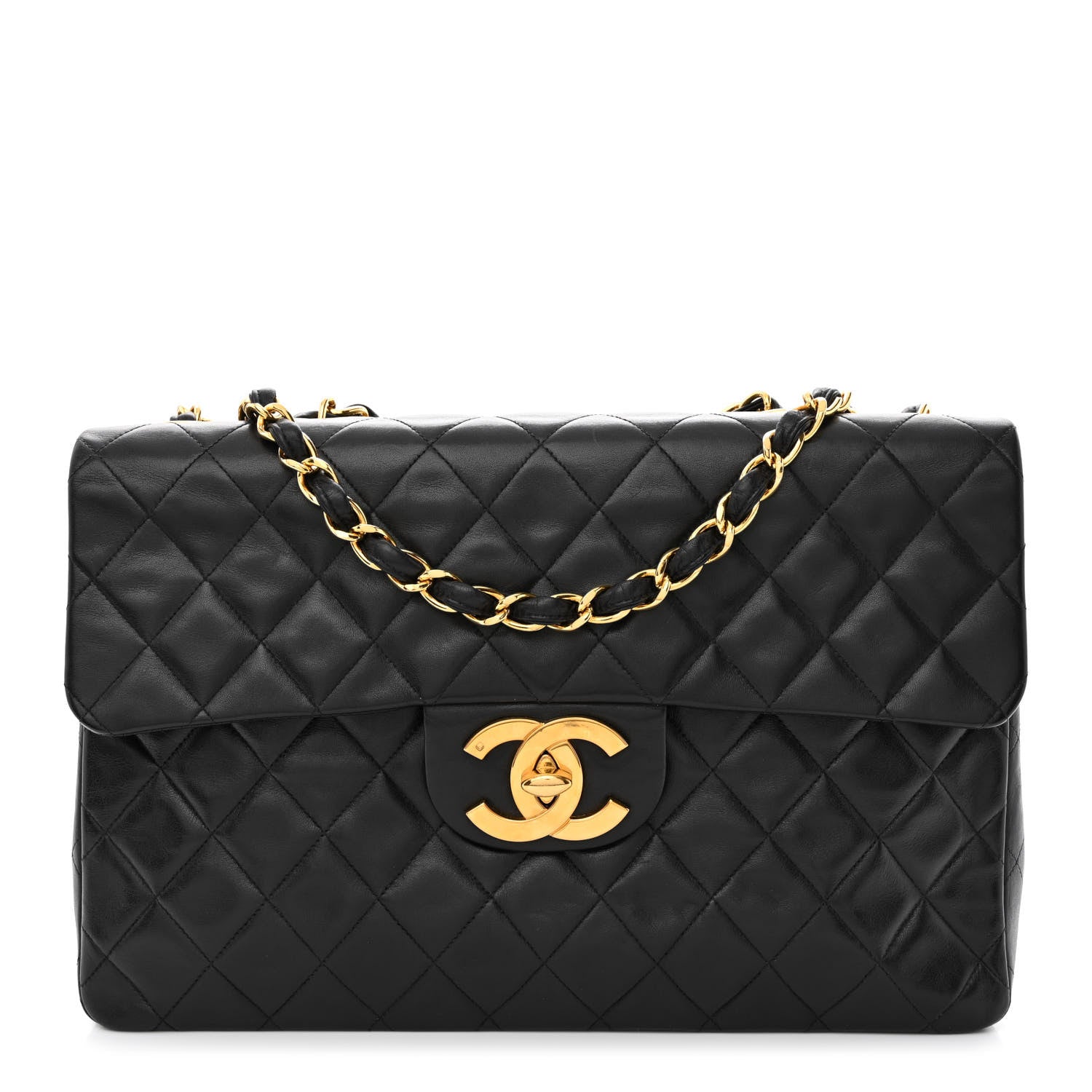 Chanel Lambskin Quilted XL Jumbo Single Flap Black 1 of 14