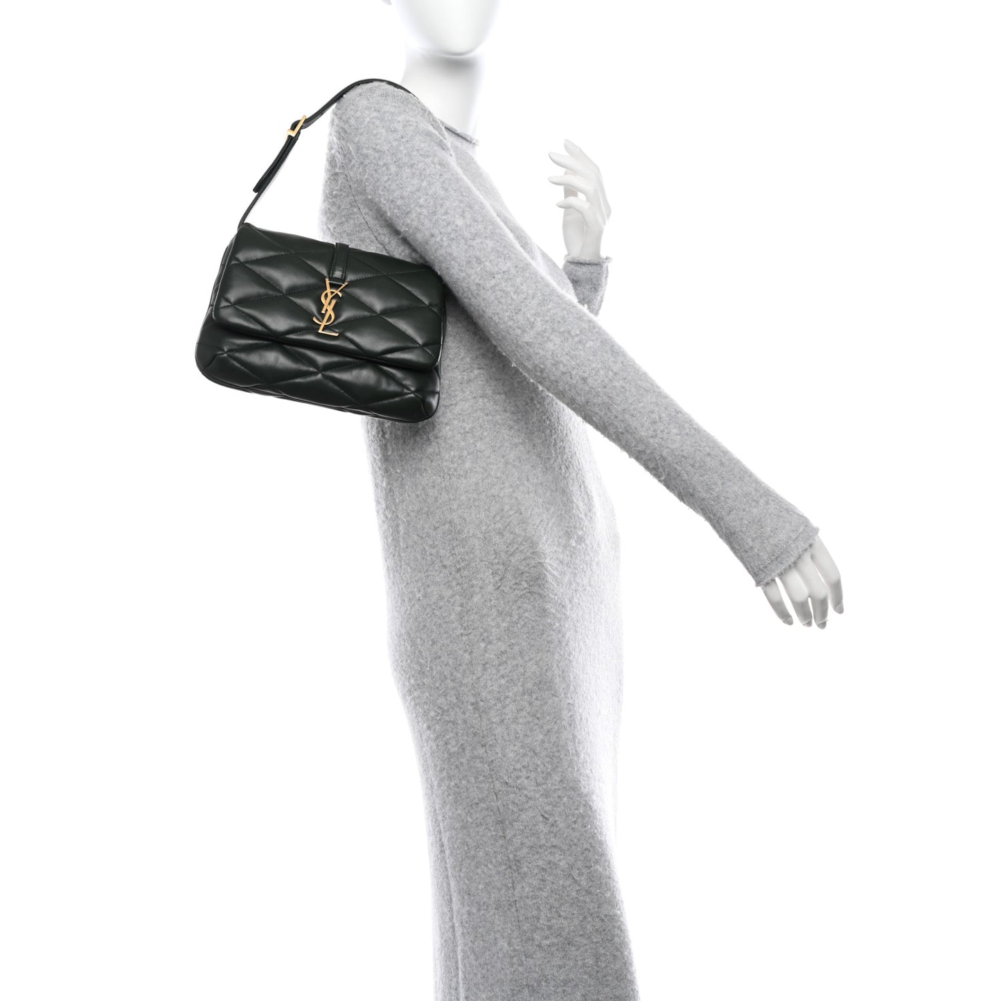 Lambskin Quilted Le 57 Diamond Shoulder Bag Vert Fonce