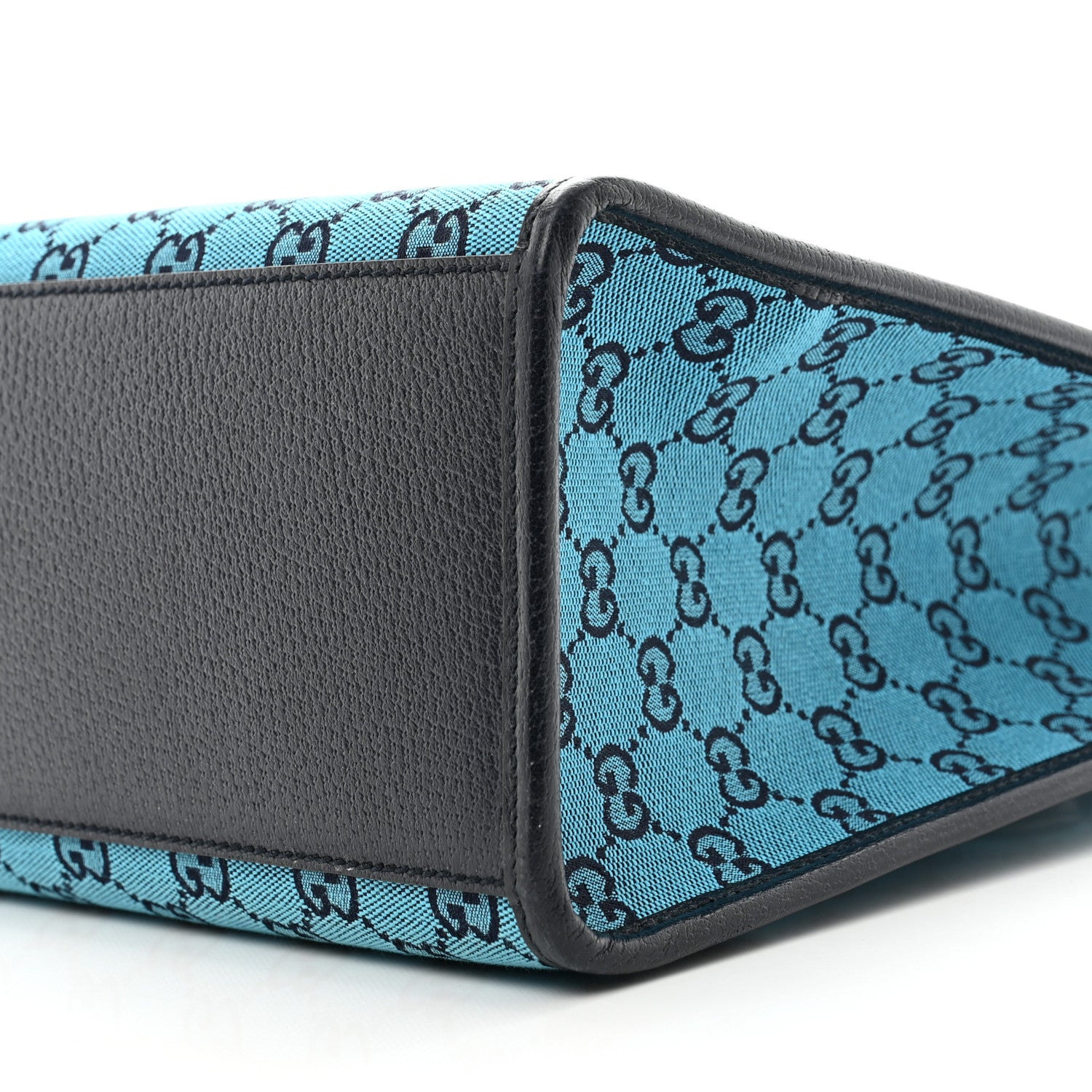 Gucci Monogram Multicolor Textured Dollar Calfskin Small Retro Interlocking G Tote Bag Light Blue 9 of 9