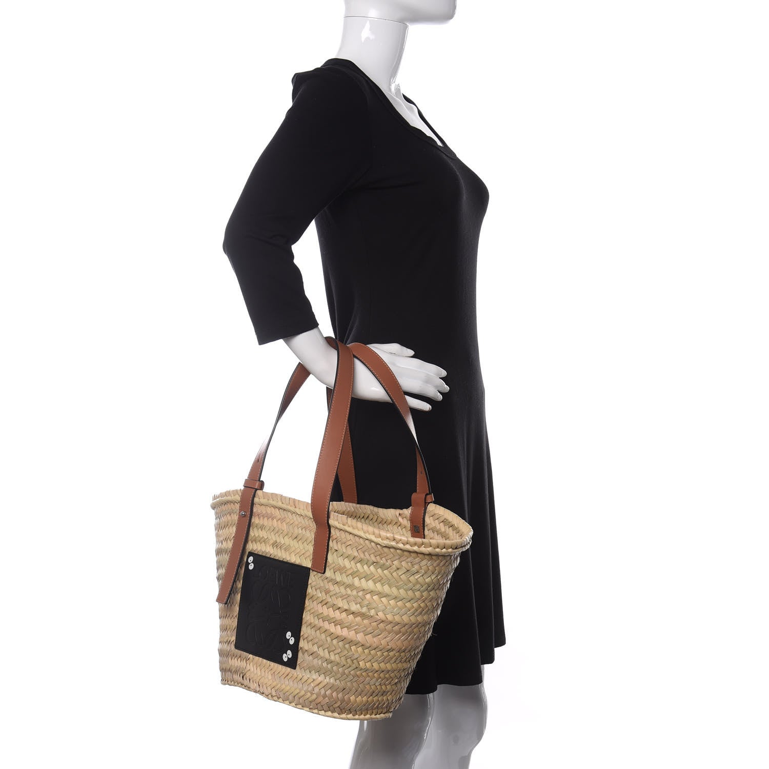 Loewe X MY NEIGHBOR TOTORO Raffia Dust Bunnies Basket Tote Bag Black Tan 2 of 9