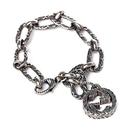 Gucci Sterling Silver Textured Interlocking G Charm Bracelet 1 of 5
