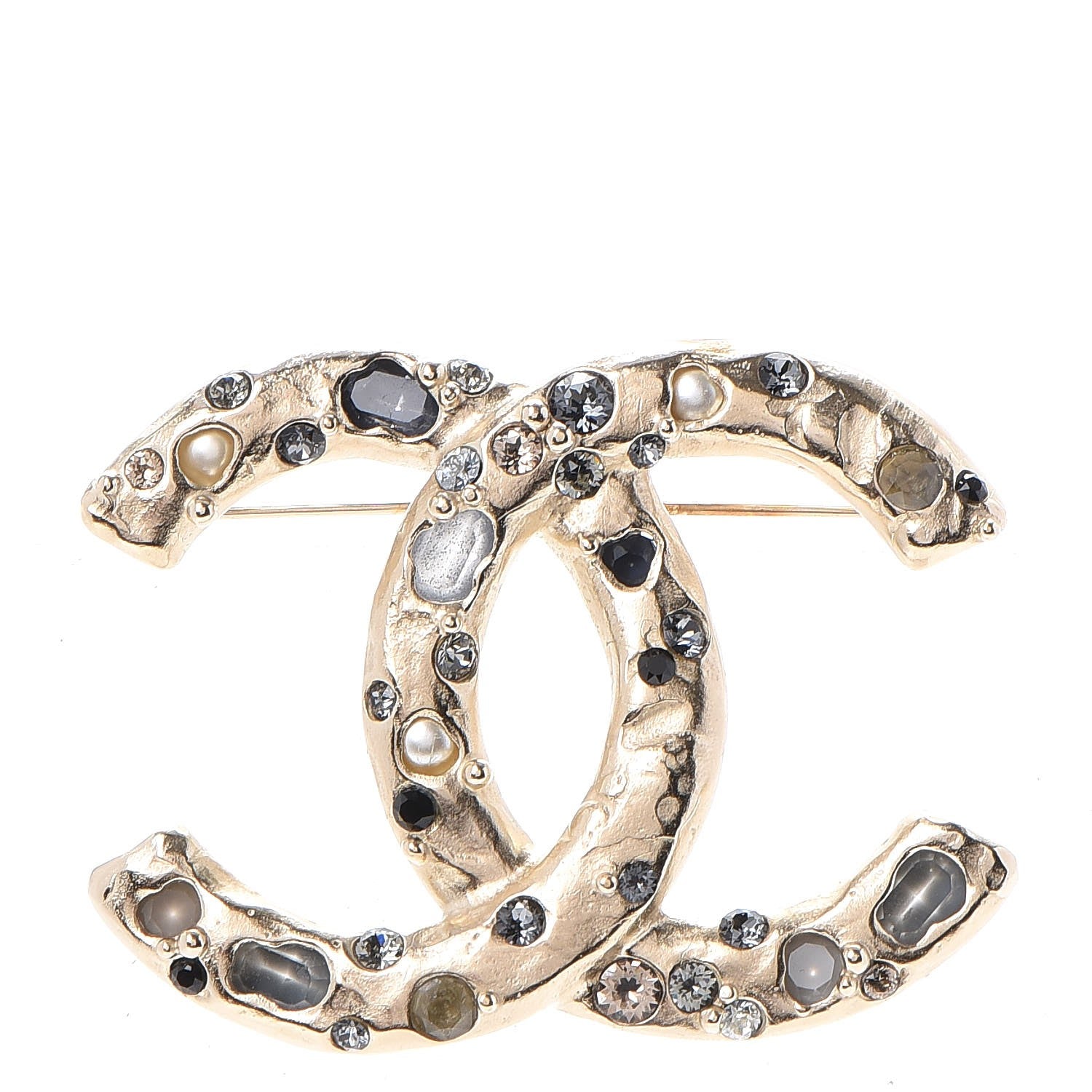 Chanel Crystal Pearl CC Brooch Gold Multicolor 1 of 6