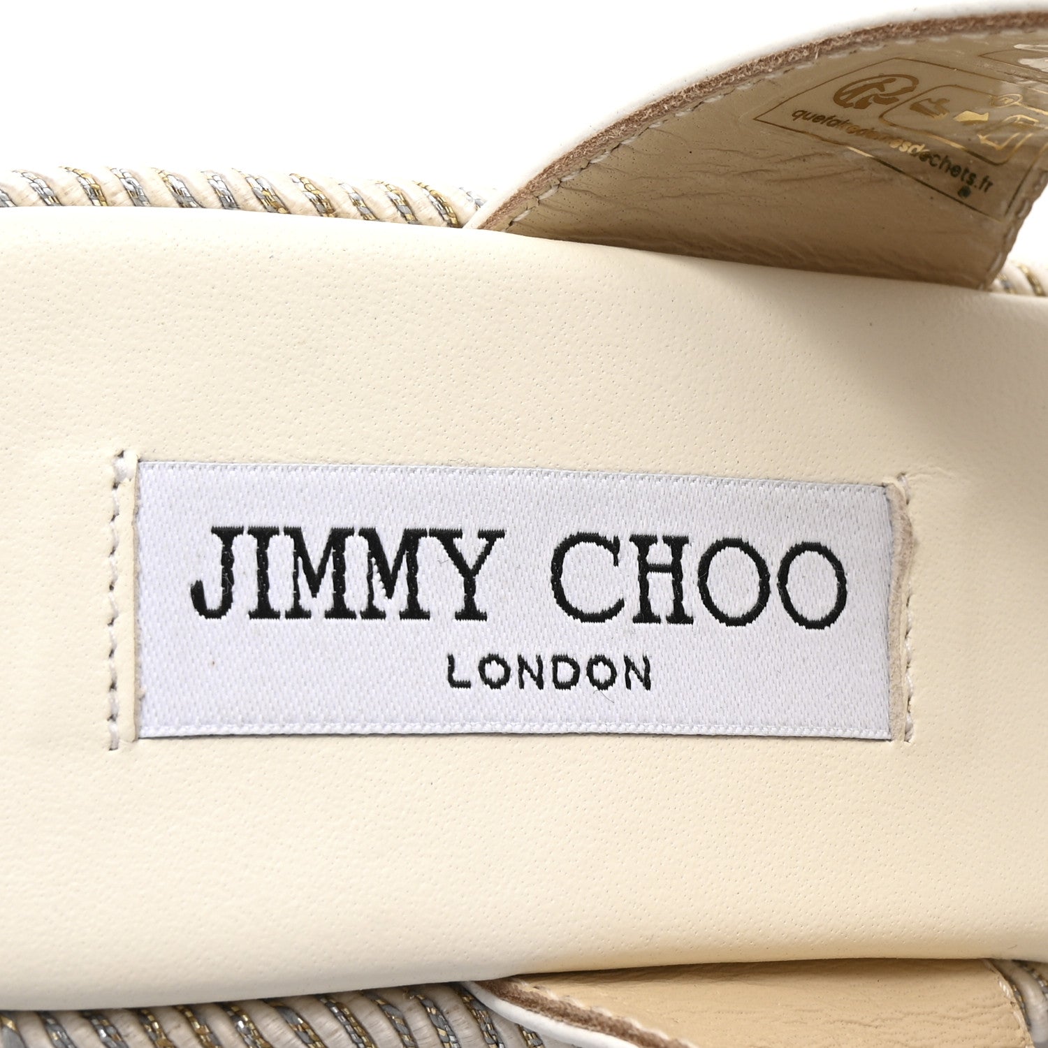 Jimmy Choo Calfskin Raffia Parker 100 Wedge Sandals 37 Milk 8 of 9