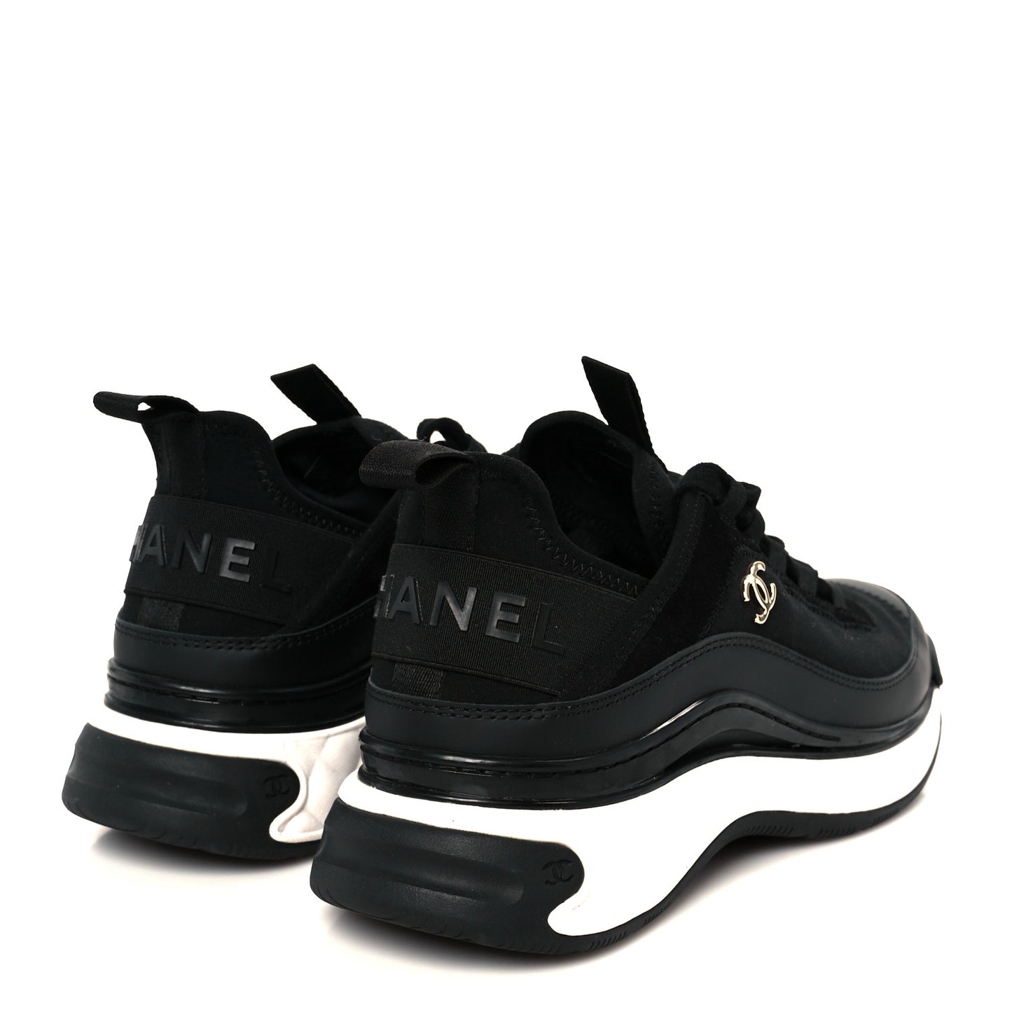 Velvet Calfskin Mixed Fibers CC Sneakers 36.5 Black