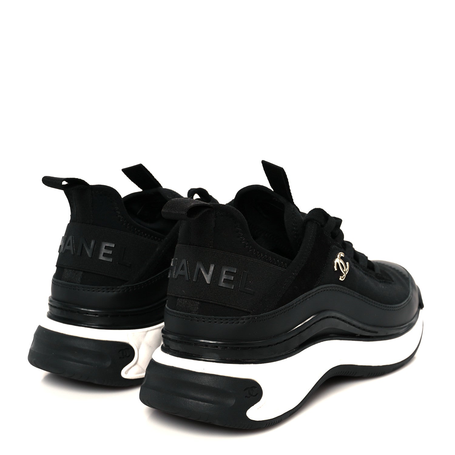 Chanel Velvet Calfskin Mixed Fibers CC Sneakers 36.5 Black 5 of 9
