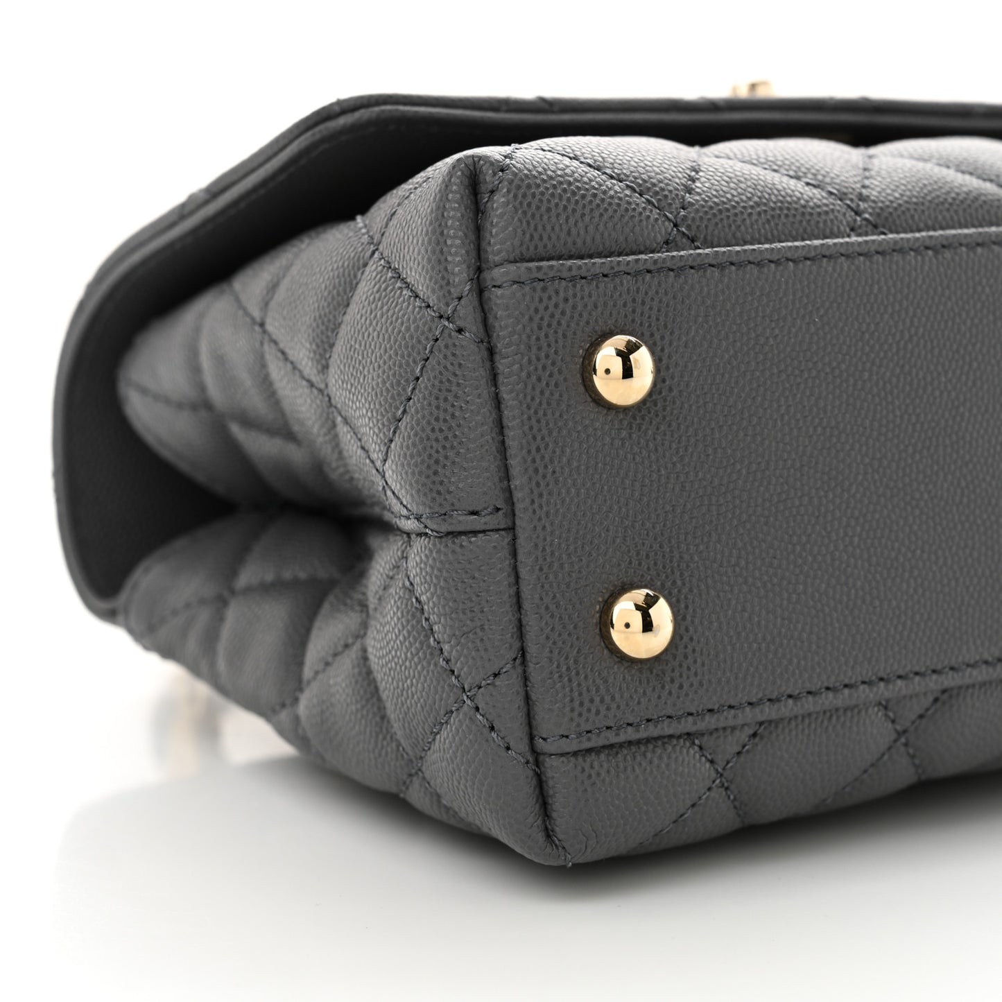 Caviar Quilted Mini Coco Handle Flap Grey