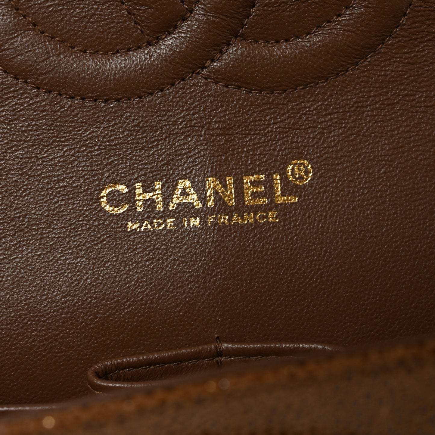 Iridescent Caviar Quilted Medium Double Flap Brown