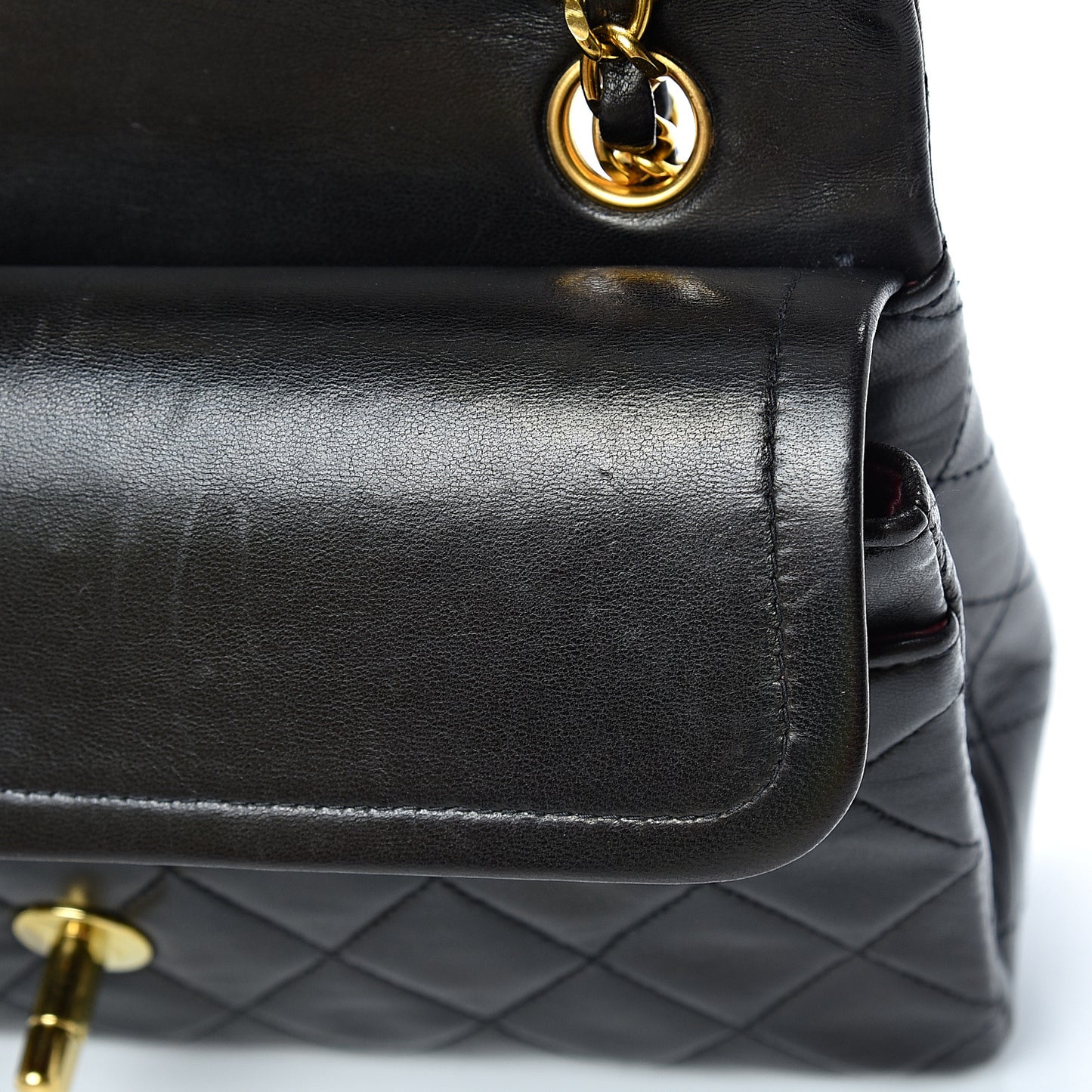 Lambskin Quilted Small Double Flap Black