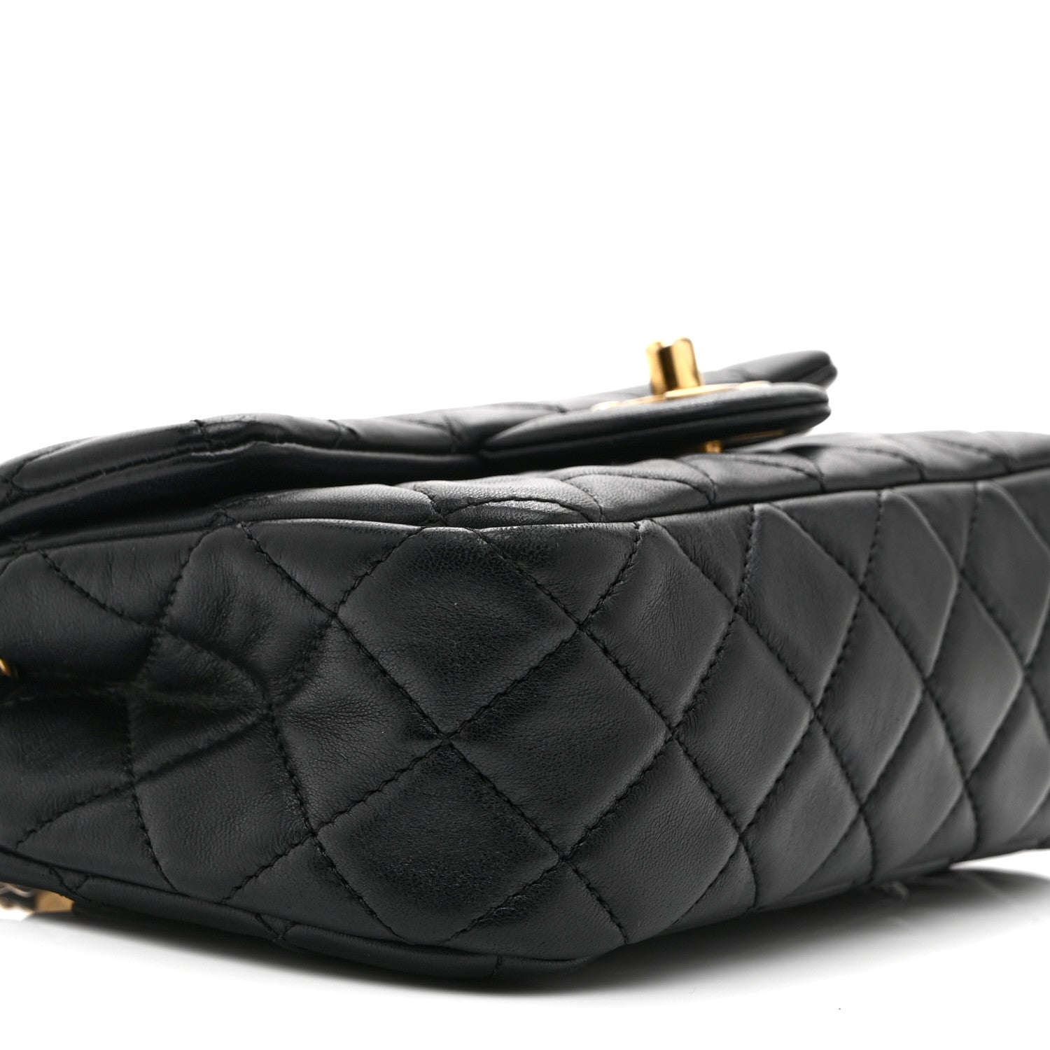 Chanel Lambskin Quilted Mini Rectangular Pearl Crush Flap Black