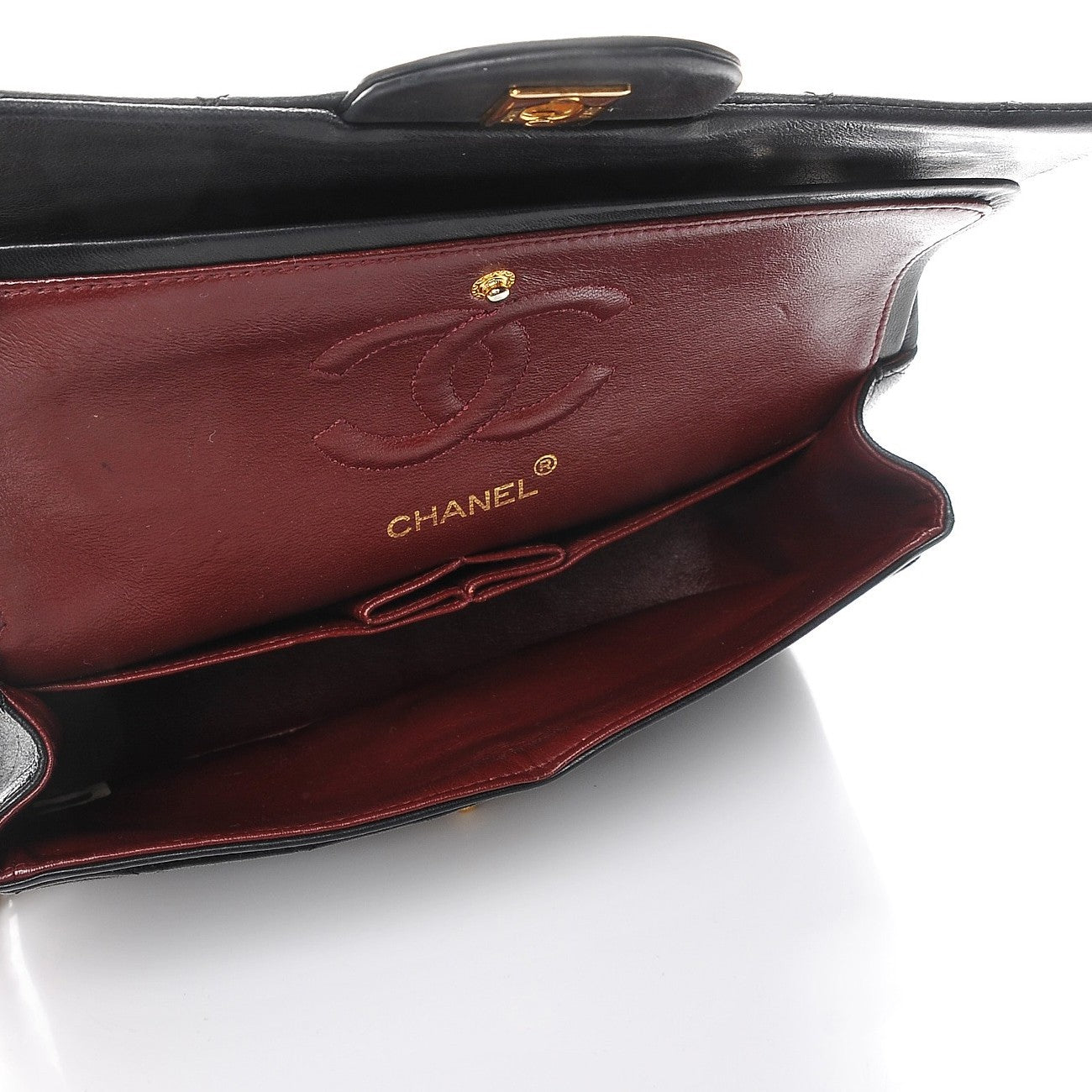 Lambskin Quilted Small Double Flap Black