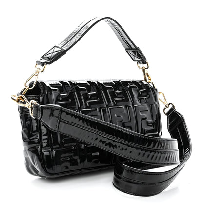 Fendi Patent FF 1974 Embossed Baguette Black 2 of 8
