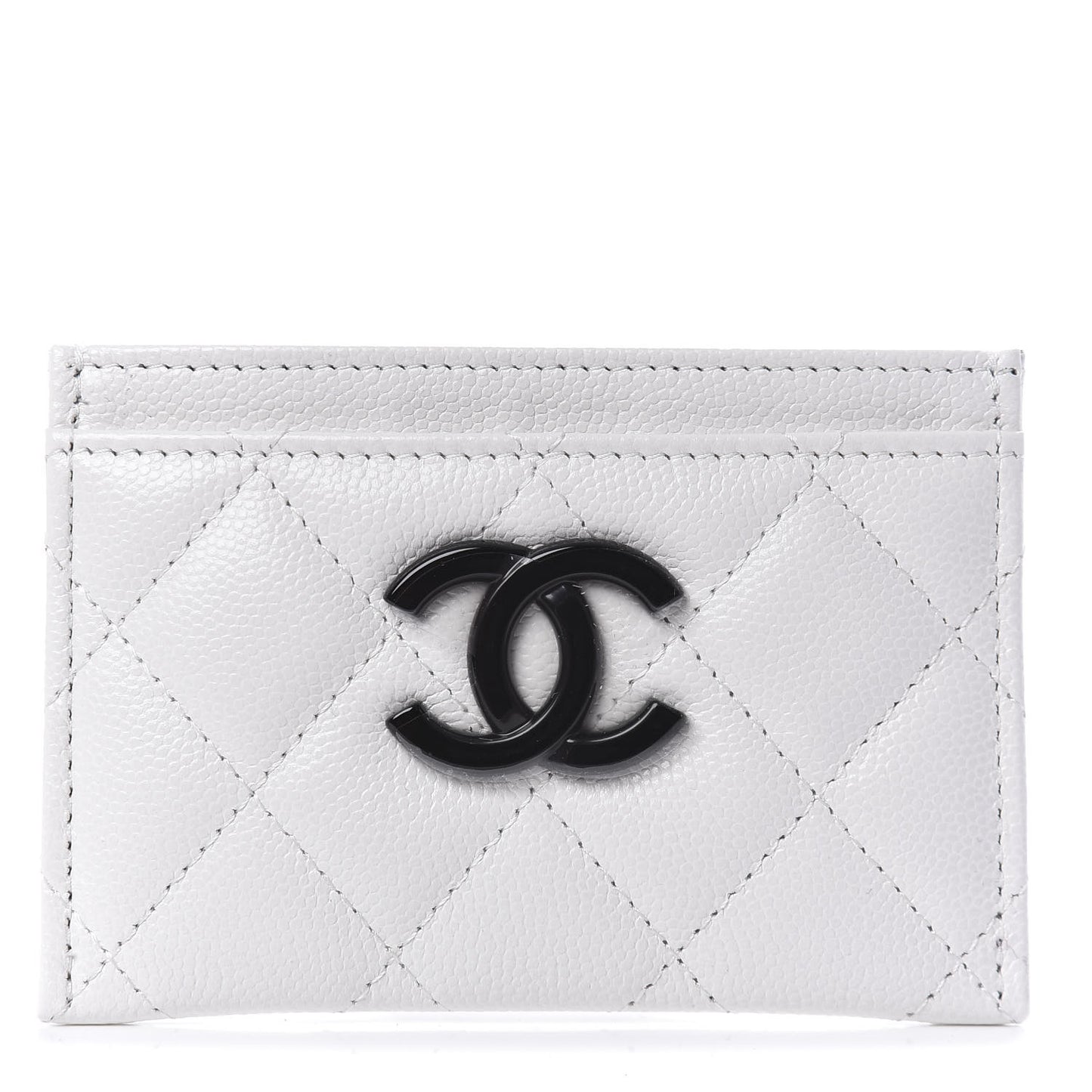 Caviar Quilted My Everything Card Holder White Black