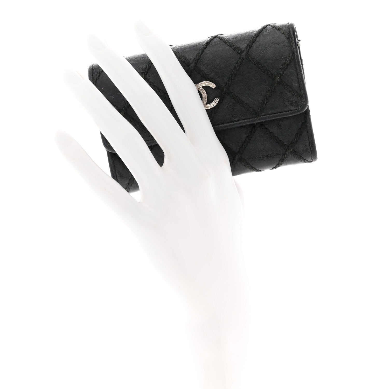 Chanel Calfskin Diamond Stitched Card Holder Wallet Black 2 of 10