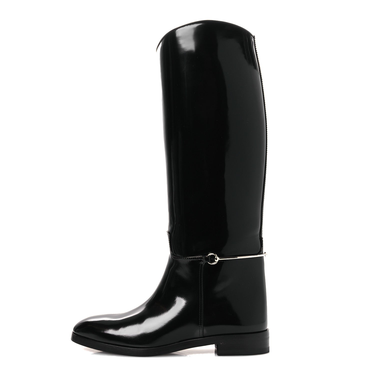 Gucci Brushed Calfskin Michelangelo Slim Horsebit Riding Boots 40 Black 1 of 11