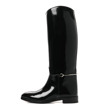 Gucci Brushed Calfskin Michelangelo Slim Horsebit Riding Boots 40 Black 1 of 11
