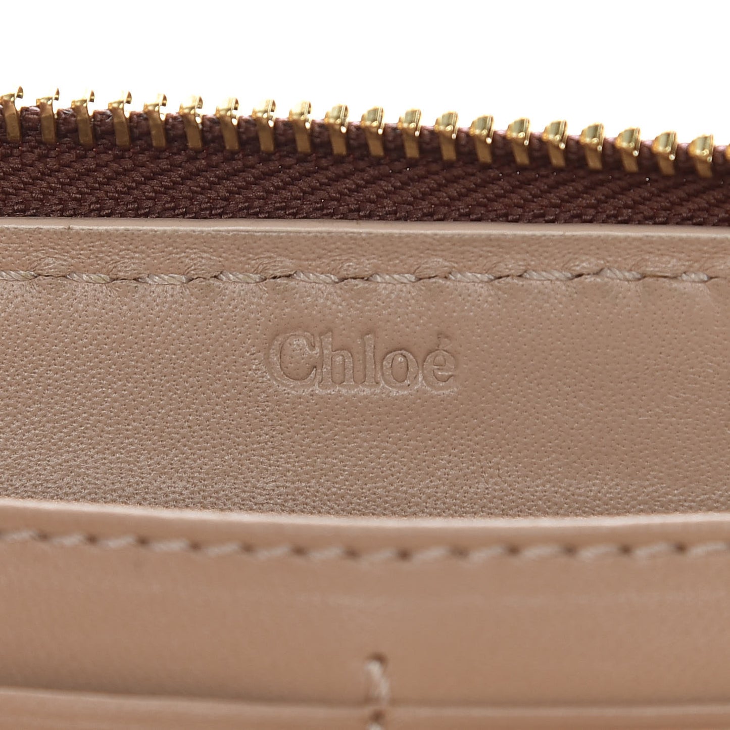 Grained Calfskin Marcie Long Zip Around Wallet Tan