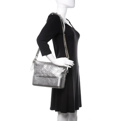 Chanel Metallic Lambskin Calfskin Quilted Medium Gabrielle Hobo Silver 2 of 11