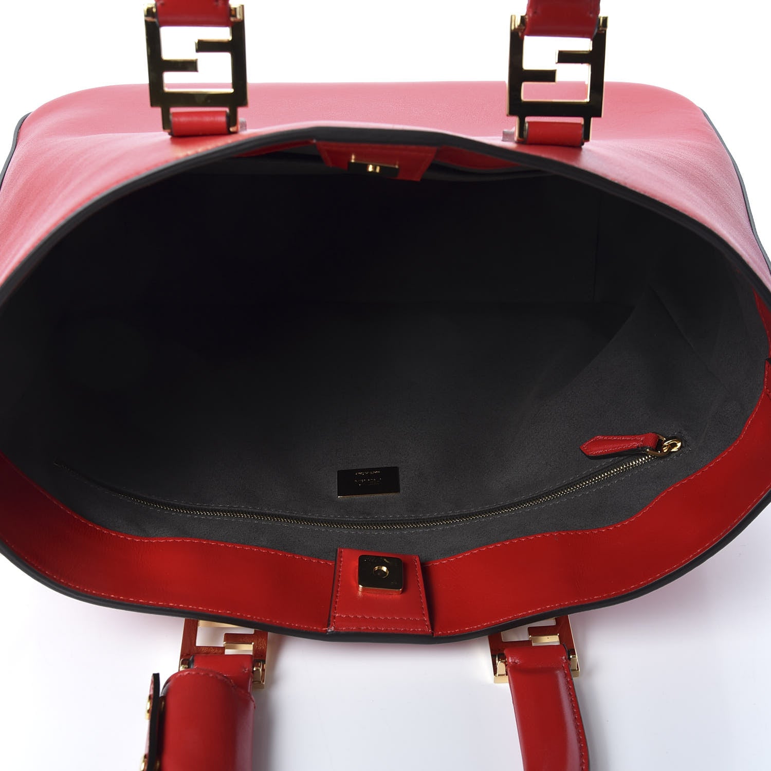 Fendi Vitello Glacier Medium FF Tote Rosso Cardinale 4 of 9