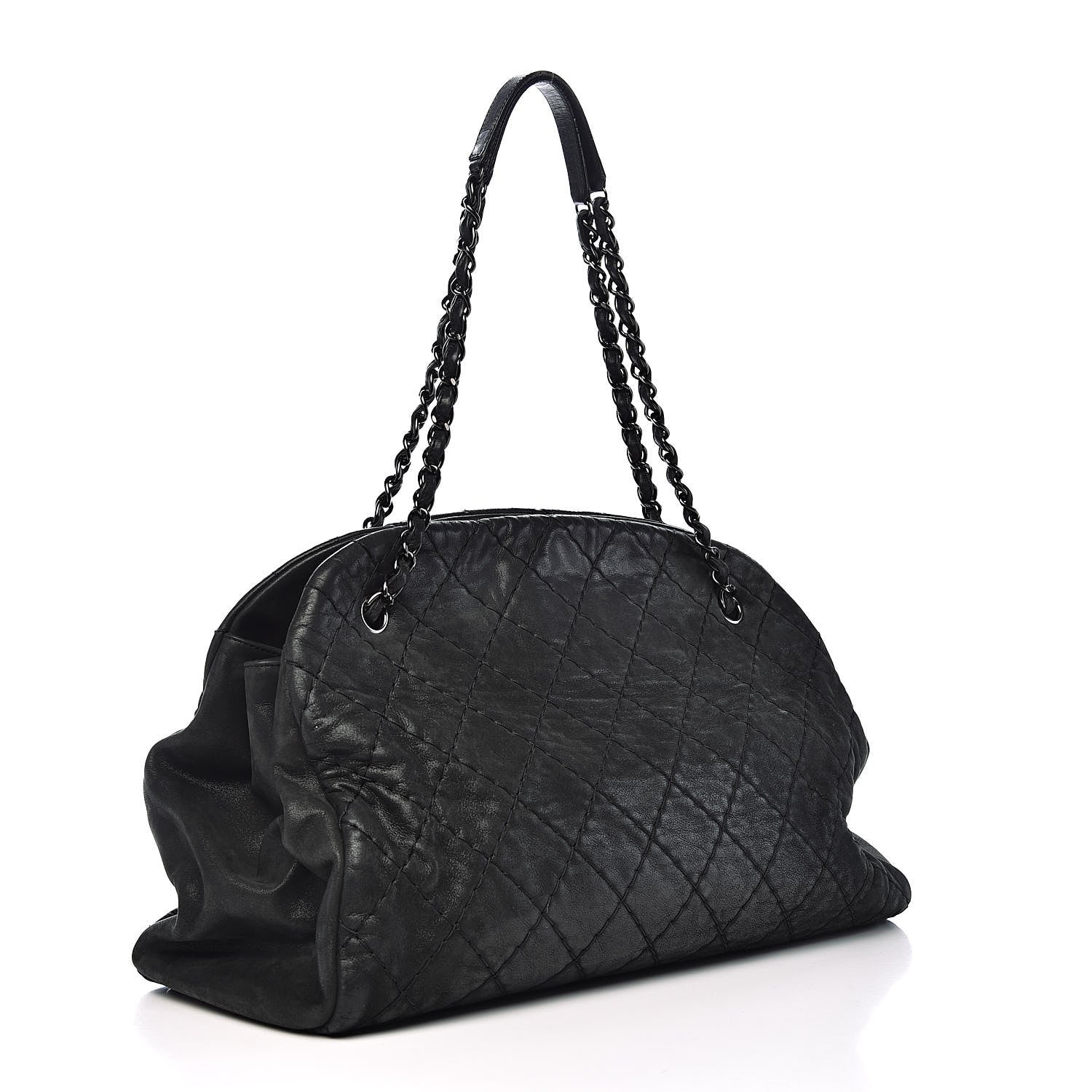 Chanel Iridescent Calfskin Extra Large Just Mademoiselle Bowling Bag Black 3 of 15