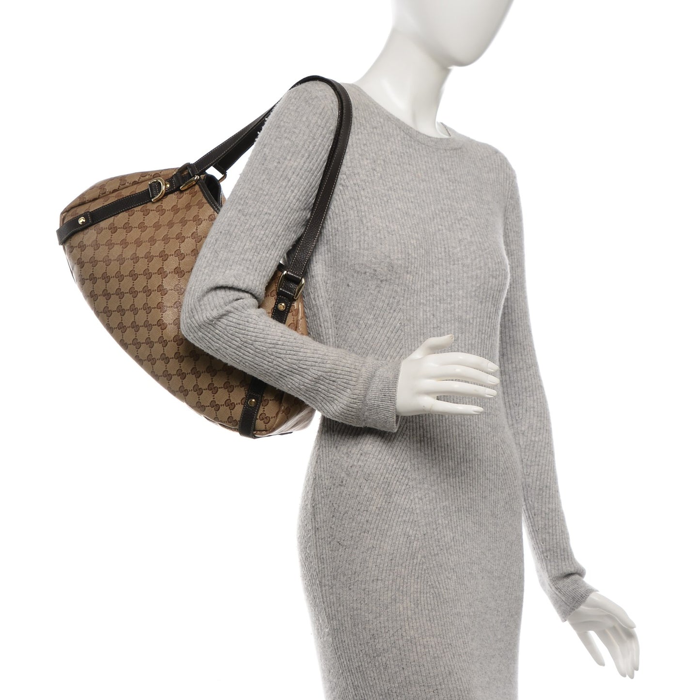Crystal Monogram Medium Abbey Shoulder Bag Dark Brown