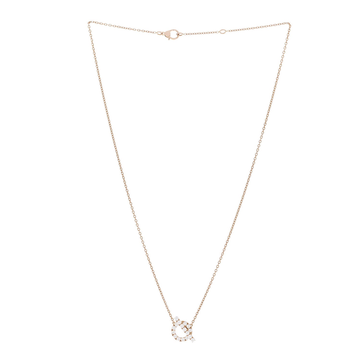Hermes 18K Rose Gold Diamond Finesse Pendant Necklace 3 of 6