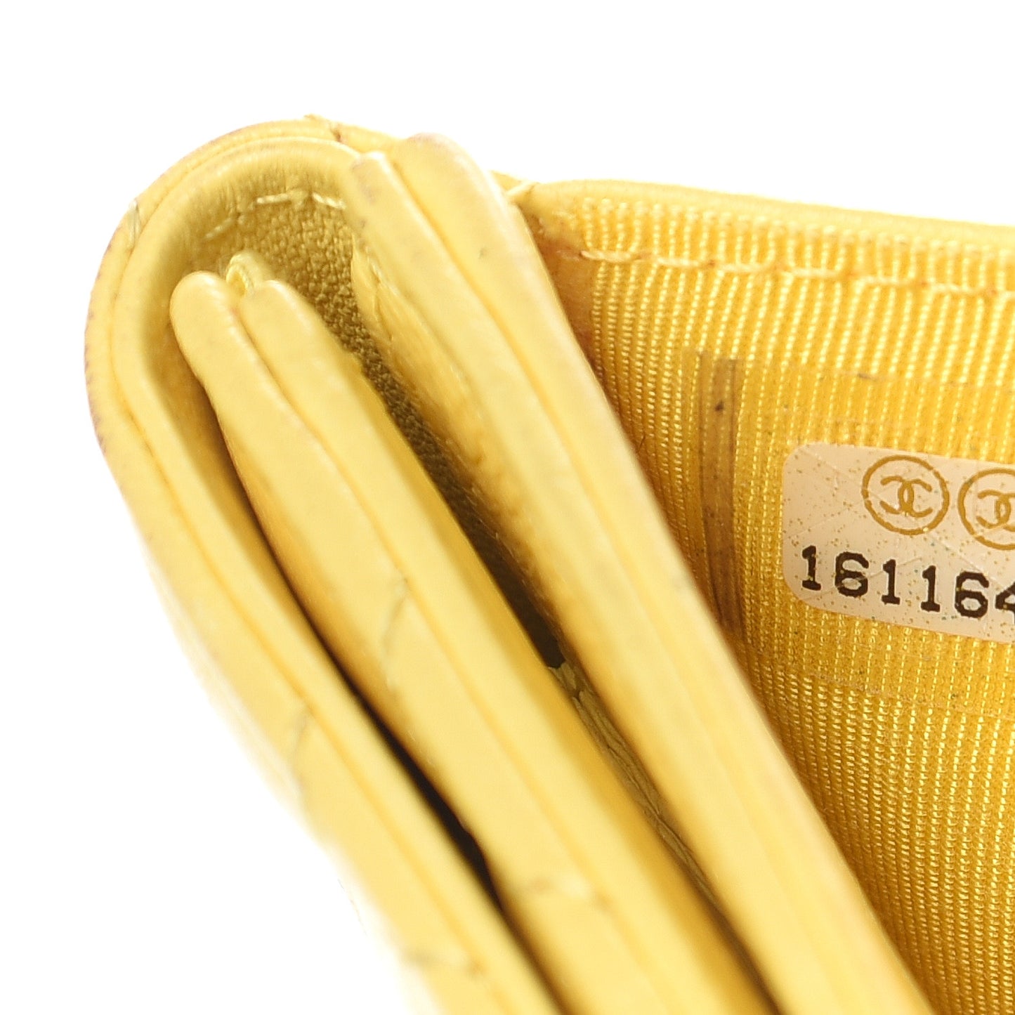 Lambskin Quilted Compact French Flap Wallet Yellow