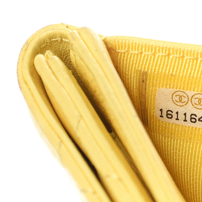 Chanel Lambskin Quilted Compact French Flap Wallet Yellow 10 of 15