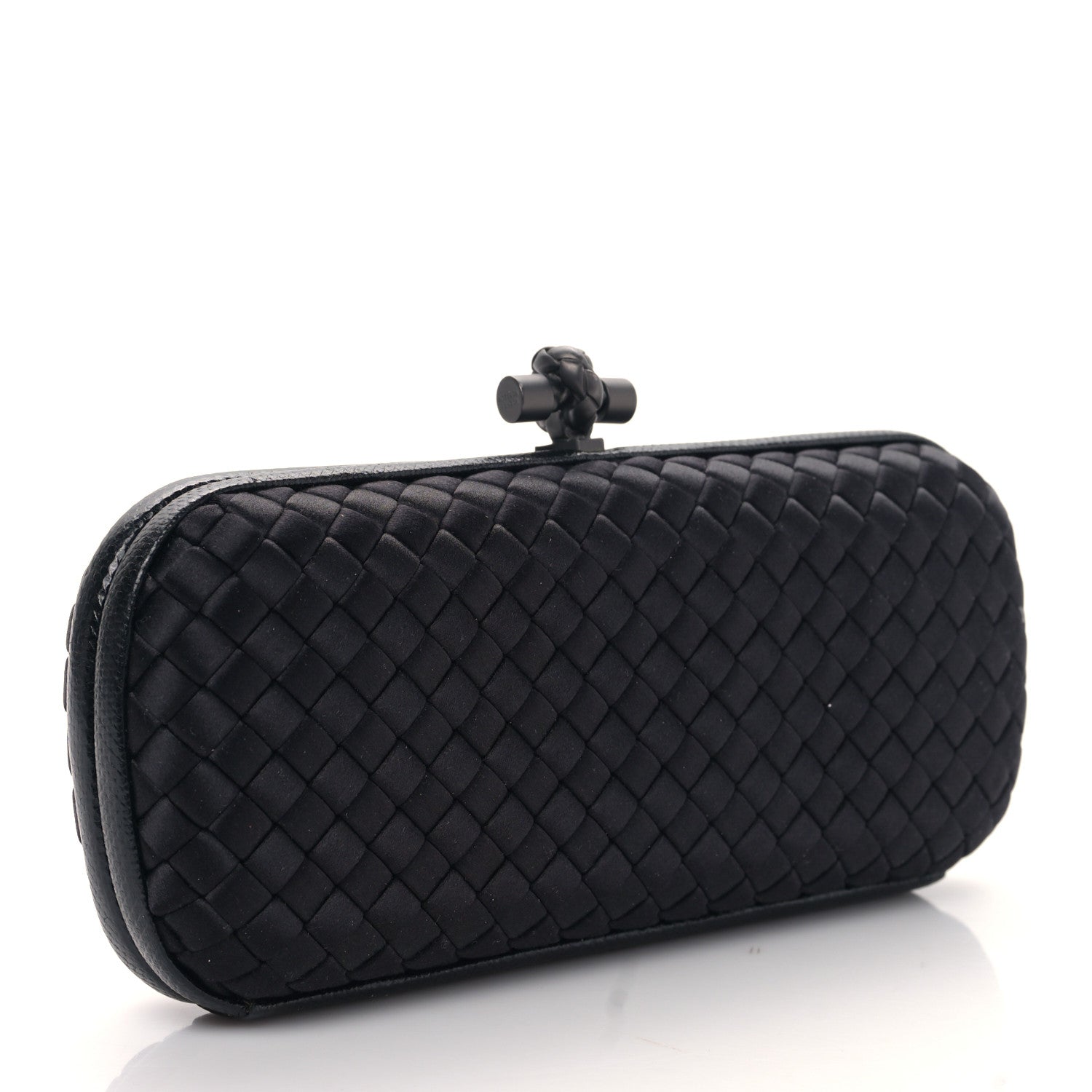 Bottega Veneta Satin Ayers Intreccio Impero Stretch Knot Clutch Black 3 of 8
