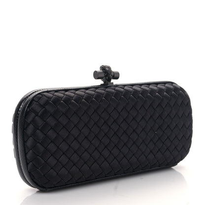 Bottega Veneta Satin Ayers Intreccio Impero Stretch Knot Clutch Black 3 of 8