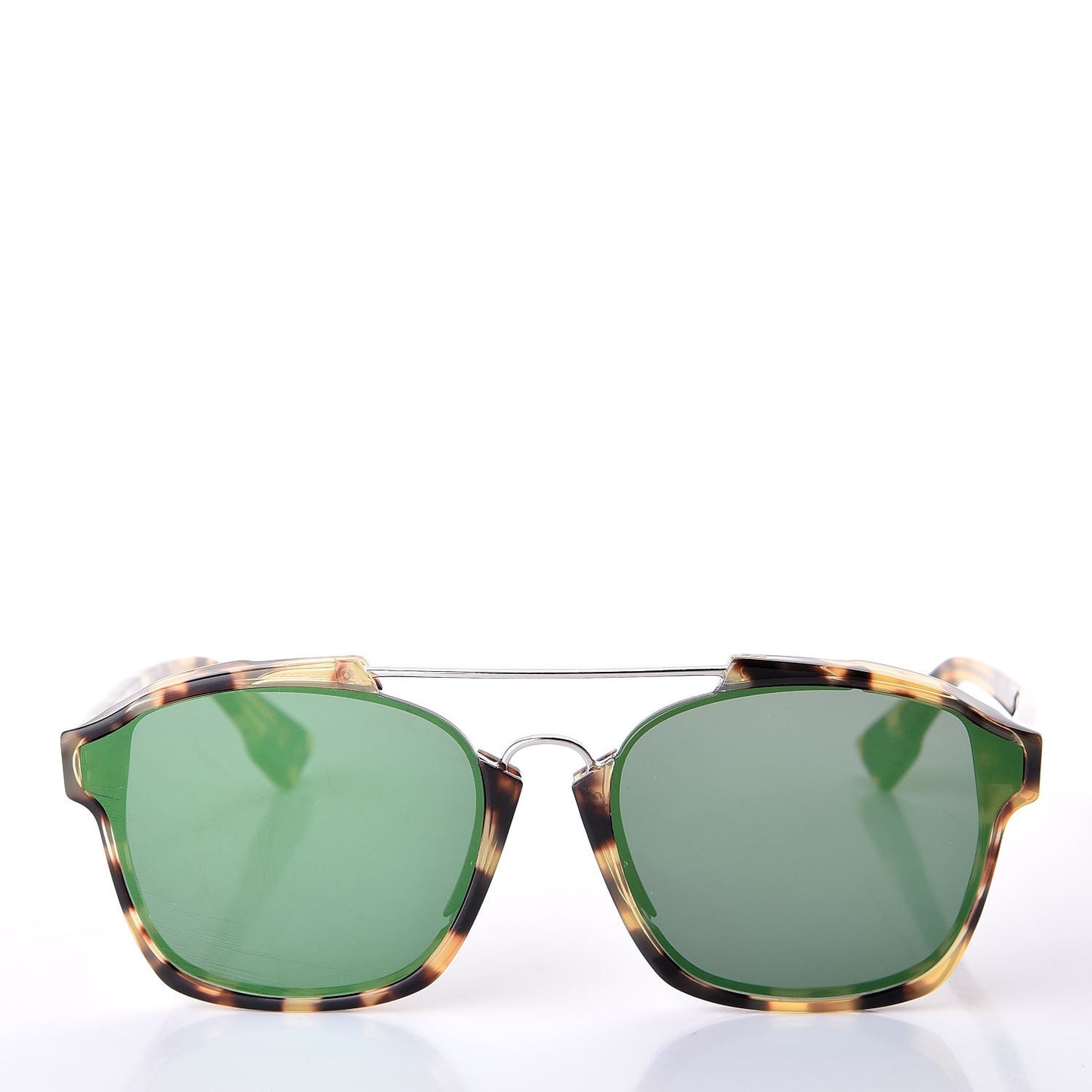 Abstract Square Mirrored Sunglasses Spotted Havana Green