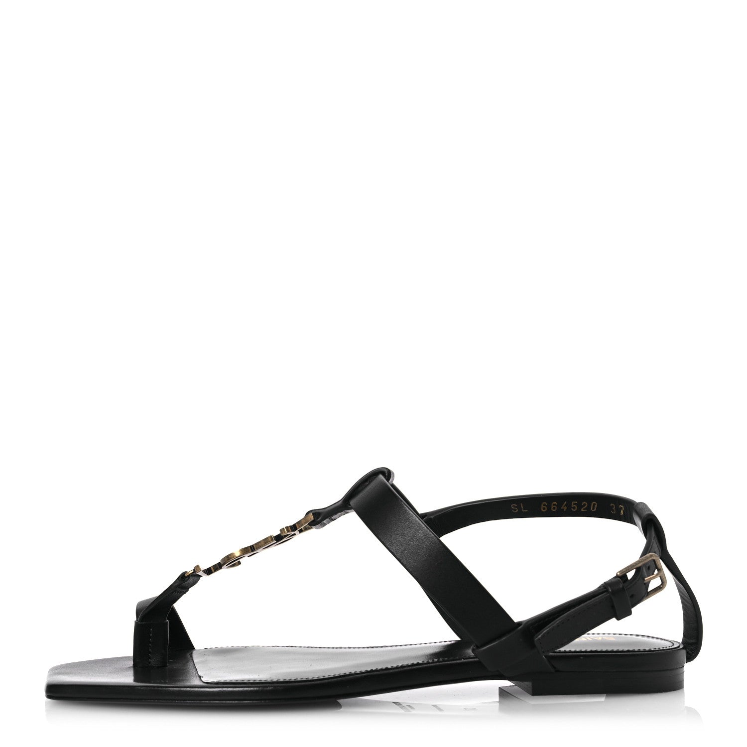 Saint Laurent Calfskin Cassandra Monogram Sandals 37 Black 1 of 12
