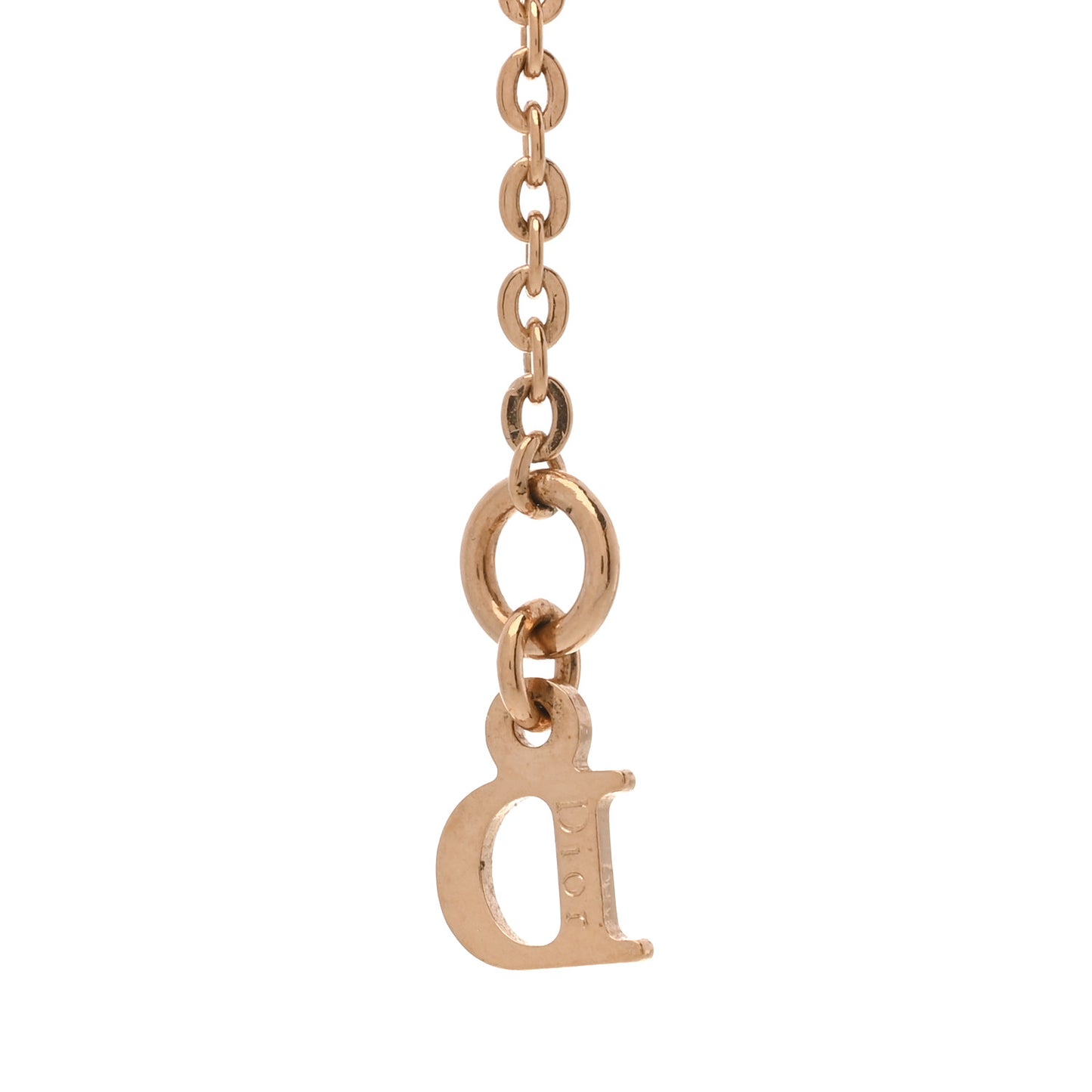 Beaded Logo Charm Bracelet Gold Pink