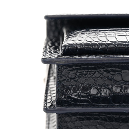 Saint Laurent Calfskin Crocodile Embossed Medium Monogram Sunset Navy 16 of 17