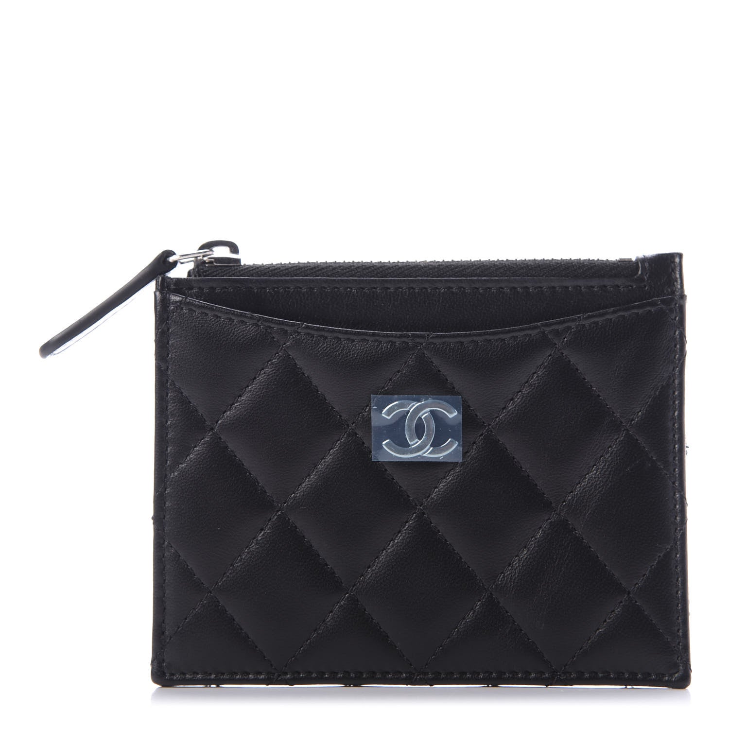 Chanel Lambskin Quilted Zip Card Holder Black 1 of 9