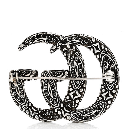 Gucci Sterling Silver Enamel GG Brooch Turquoise 2 of 4