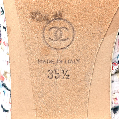 Chanel Tweed Grosgrain Cap Toe Ballerina Flats 35.5 White Black Pink 7 of 8